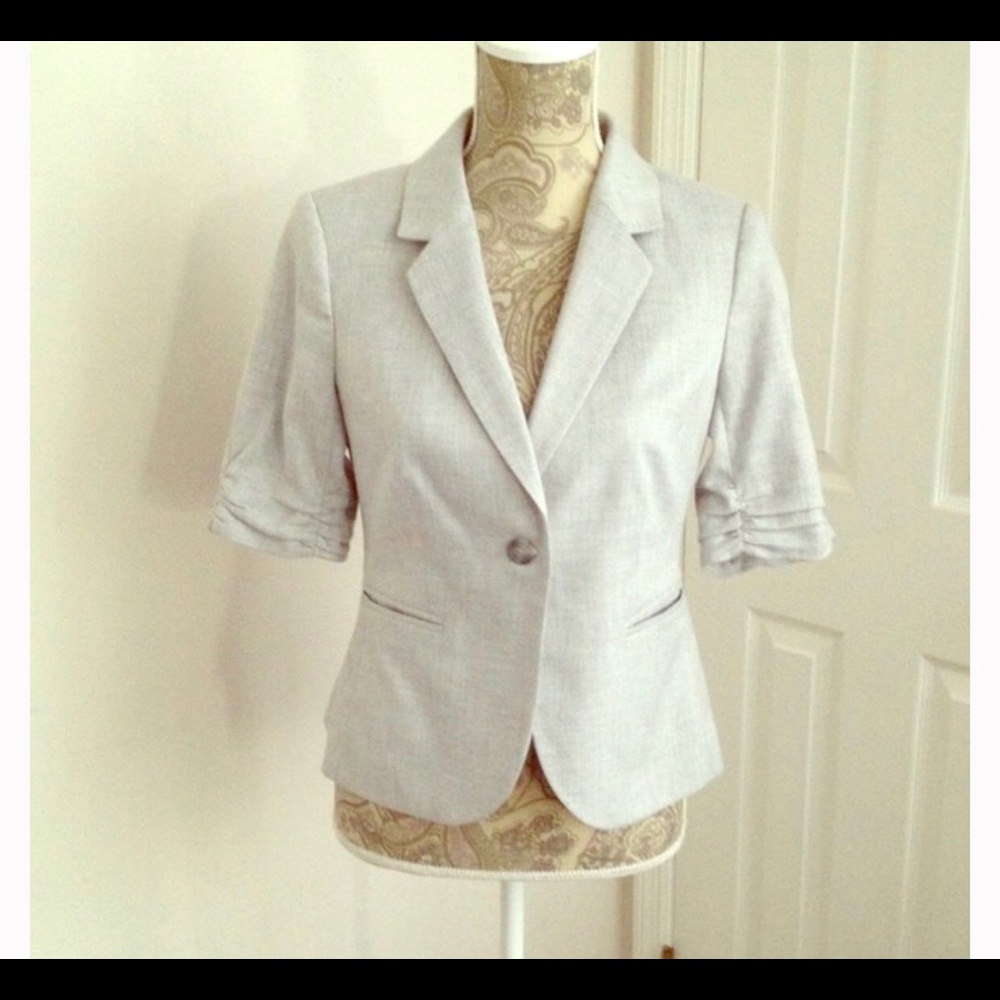 Ruched Sleeve Light Grey Blazer - The Limited - XS